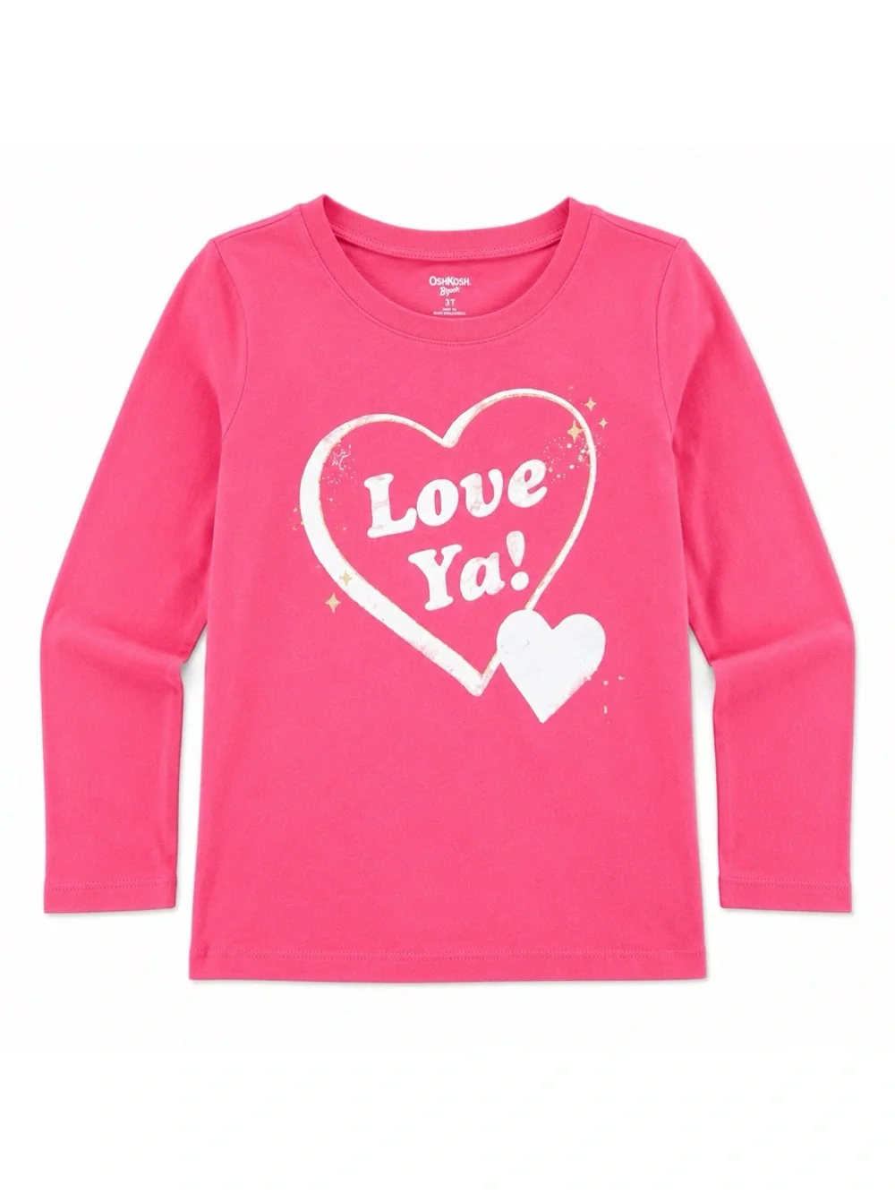 NWT Oshkosh Pink “Love Ya” Long Sleeve Graphic Tee Toddler Girls 5T NEW